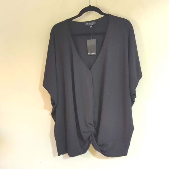 Eloquii Twist Front Short Sleeve Top - Picture 4 of 12